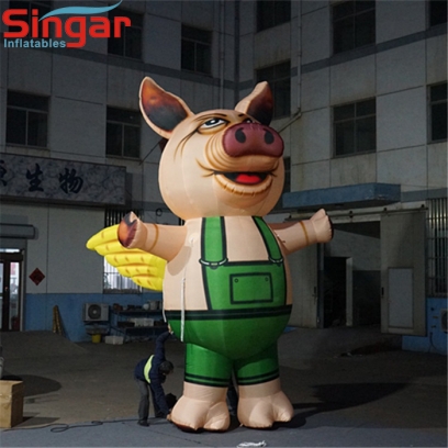 Cute 5m inflatable pig animal with wings