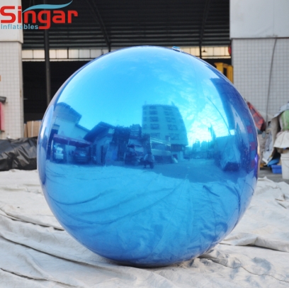 2m(6.6ft) giant inflatable blue mirror ball for stage decor