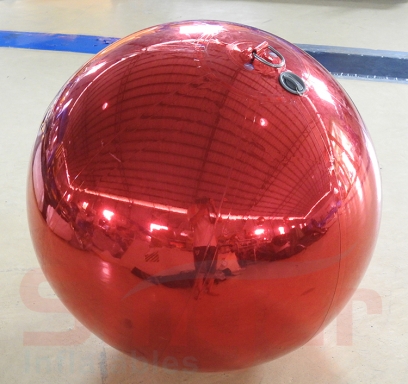 Inflatable stage red mirror sphere