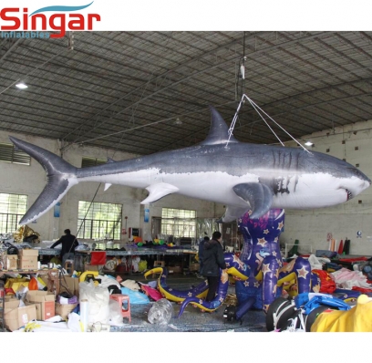 Giant inflatable shark for holiday decoration