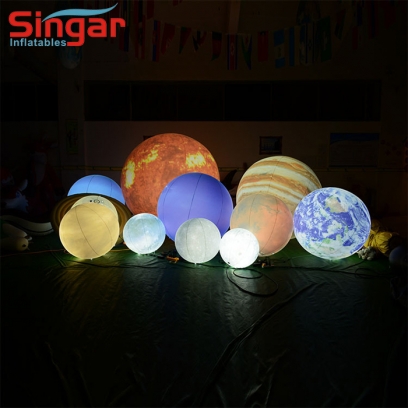 Whole set inflatable solar system planets balloons with lighting