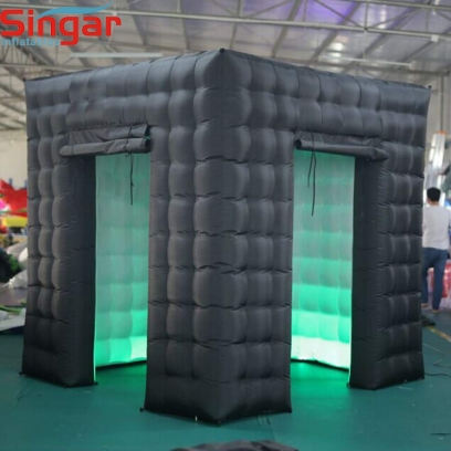 Black square double door inflatable photo booth tent