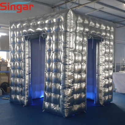 Silver inflatable wedding photo booth tent with double doors