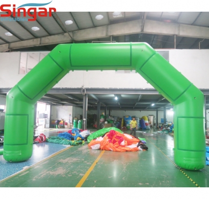 6.5m green inflatable arch with velcros for removable logos