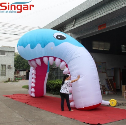 5m giant promotion inflatable shark mouth archway,inflatable shark arches