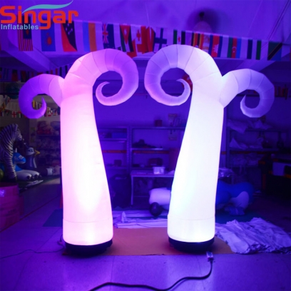 Indoor party inflatable lighted curve horn decorations