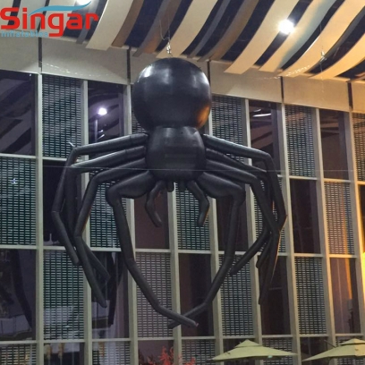 Indoor and outdoor ceiling decorative inflatable hanging black halloween spider