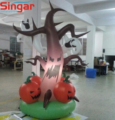 Halloween party inflatable scary tree with pumpkins and ghosts