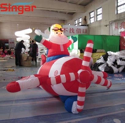 4m(13ft) inflatable santa clau on the plane