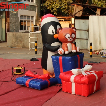 2m(6.5ft) Christmas decoration inflatable penguin and gift boxes