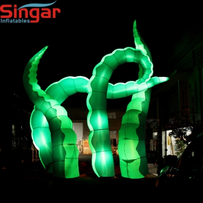 6m(19.7ft) giant inflatable green lighting octopus tentacles for building decoration