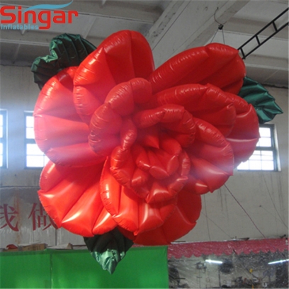 2m(6.6ft) inflatable hanging red rose flower