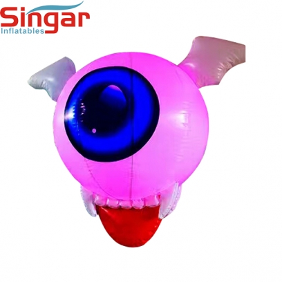 Inflatable hanging mouth ball balloon with lights