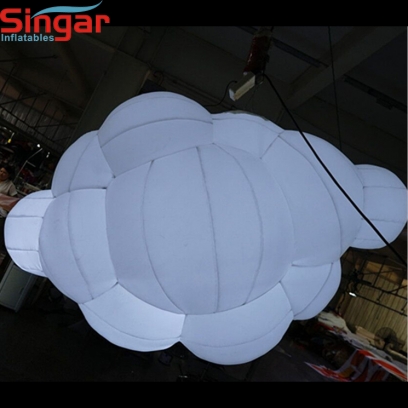 Lighted inflatable white hanging decorative cloud
