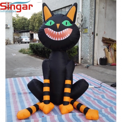 Inflatable halloween yard decoration seating black cat