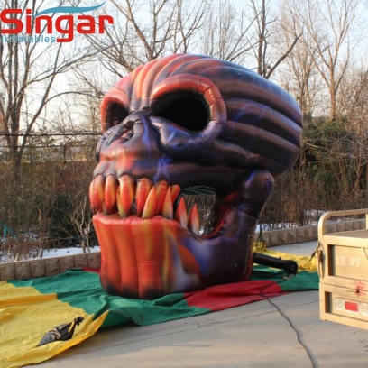 Outdoor 5m inflatable halloween decoration skull head