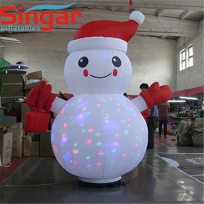 3m(9.8ft) inflatable self-standing snowman with lighting for night party decoration